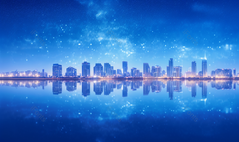 梦幻星空下摩登都市夜景,高清,摄影图,摄影图片,图片大全,摄影图免费下载